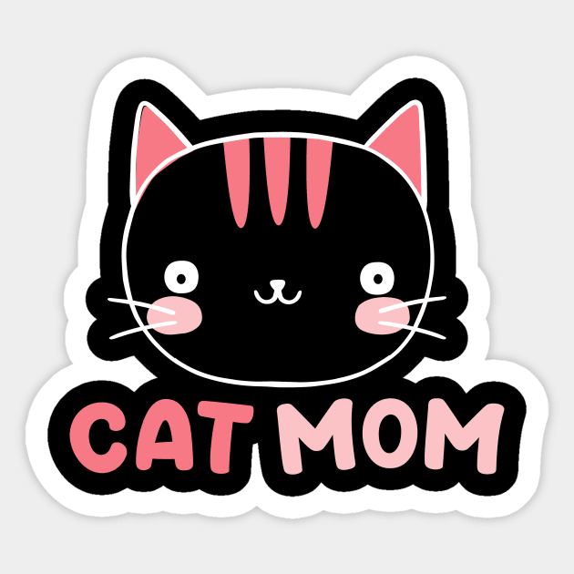 Cute Cat Face With Minimal Art - Love Your Cat Like Cat Mom Sticker by mangobanana